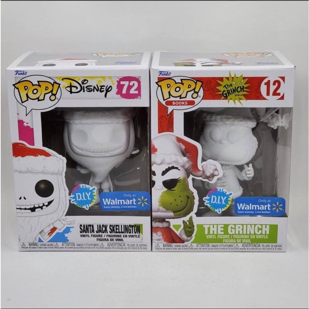 2 NEW Disney Funko Pop Christmas DIY Santa Jack Skellington 72 & The Grinch 12